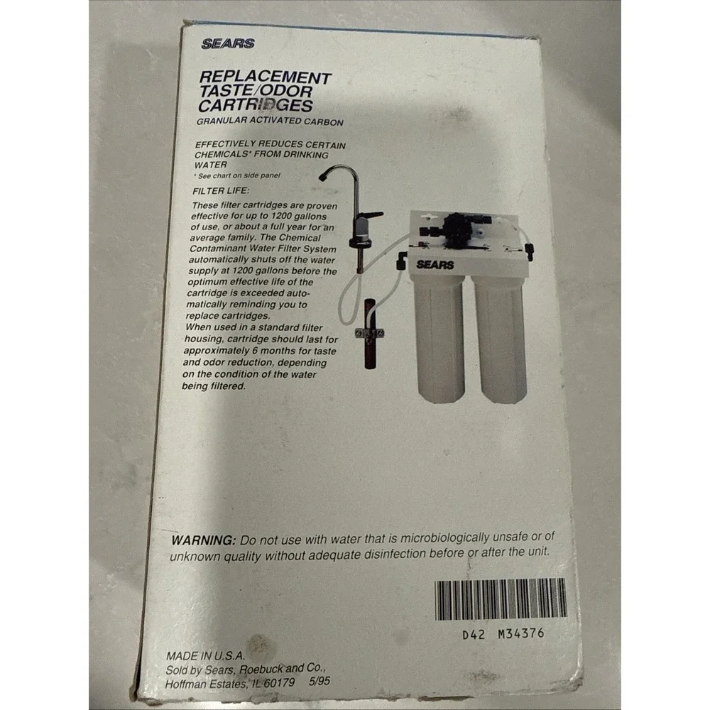 Genuine Sears Taste & Odor Water Filter Replacement Cartridge 4234376 Pack of 2